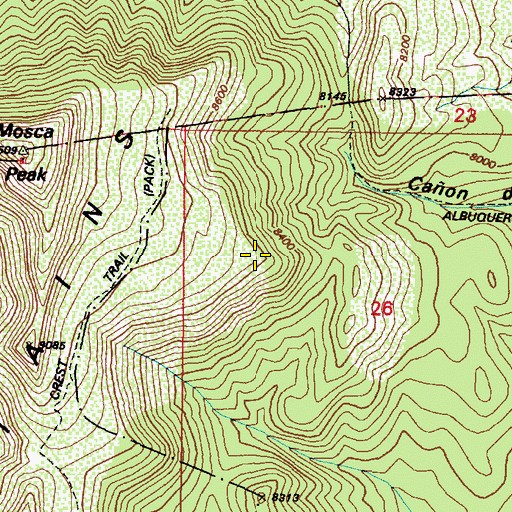 Topographic Map of Mosca Trail, NM