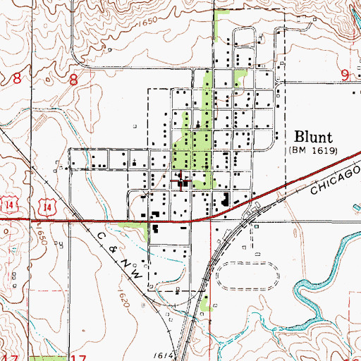 Topographic Map of Blunt Elementary School, SD