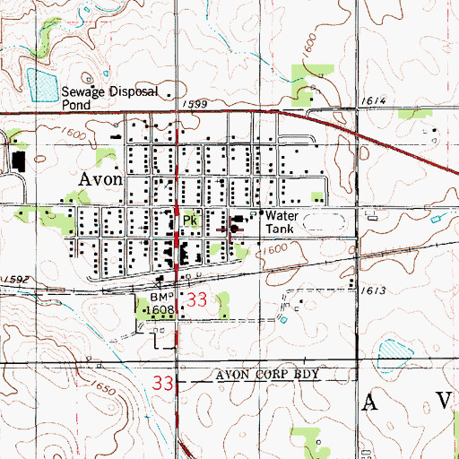 Topographic Map of Avon Elementary School, SD