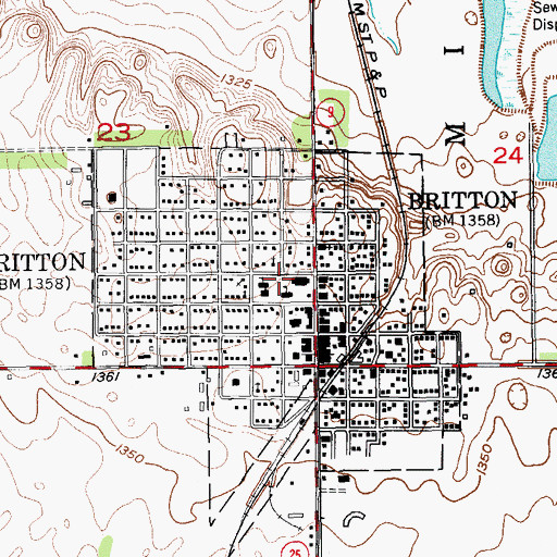 Topographic Map of Britton-Hecla Elementary School, SD