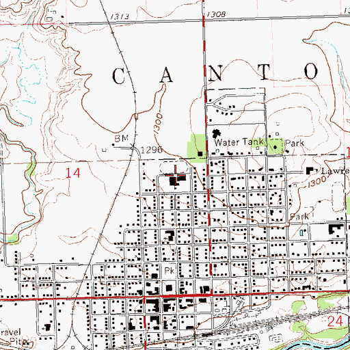 Topographic Map of Canton High School, SD