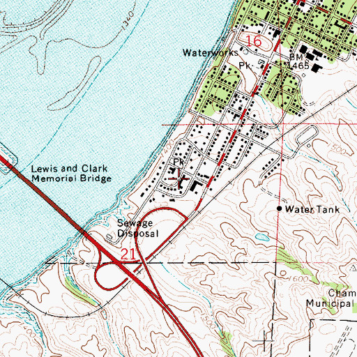 Topographic Map of Chamberlain Academy Middle School, SD