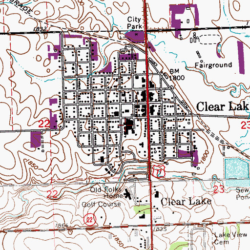 Topographic Map of Clear Lake Elementary School, SD