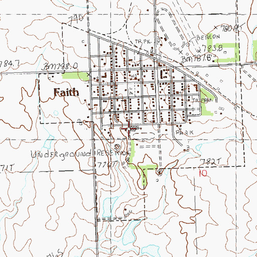 Topographic Map of Faith Elementary School, SD