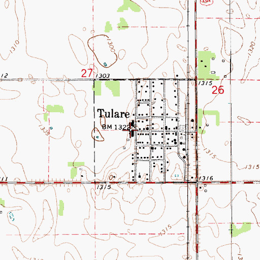 Topographic Map of Hitchcock-Tulare High School, SD