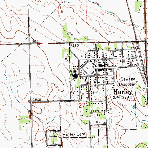 Topographic Map of Hurley Elementary School, SD