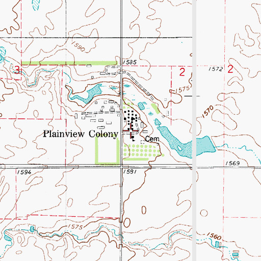 Topographic Map of Rosette Colony Elementary School, SD
