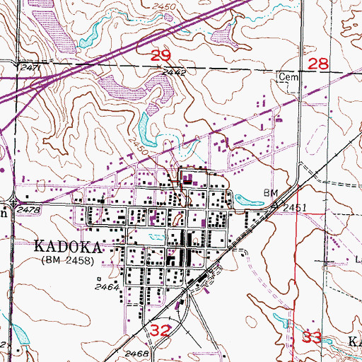 Topographic Map of Kadoka Area High School, SD