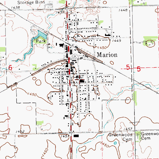 Topographic Map of Marion Elementary School, SD