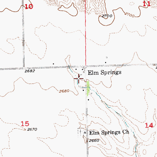 Topographic Map of Elm Springs Elementary School, SD
