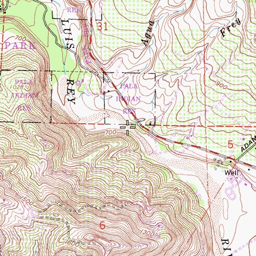 Topographic Map of Pauma Valley, CA