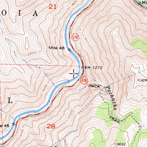 Topographic Map of Peachacho Creek, CA