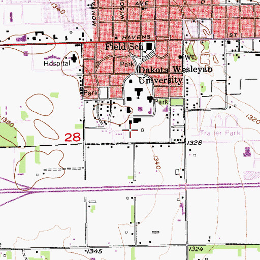 Topographic Map of L B Williams Elementary School, SD