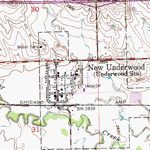 Topographic Map of New Underwood Elementary School, SD