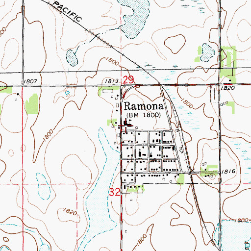 Topographic Map of Oldham-Ramona Elementary School, SD