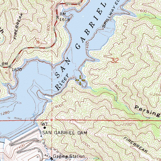 Topographic Map of Persinger Canyon, CA