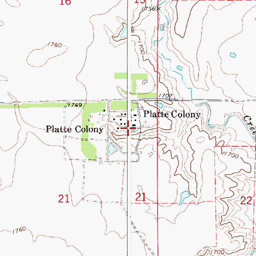 Topographic Map of Platte Colony Elementary School, SD