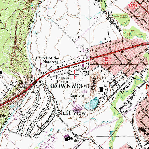 Topographic Map of Bluff View Drive-In (historical), TX