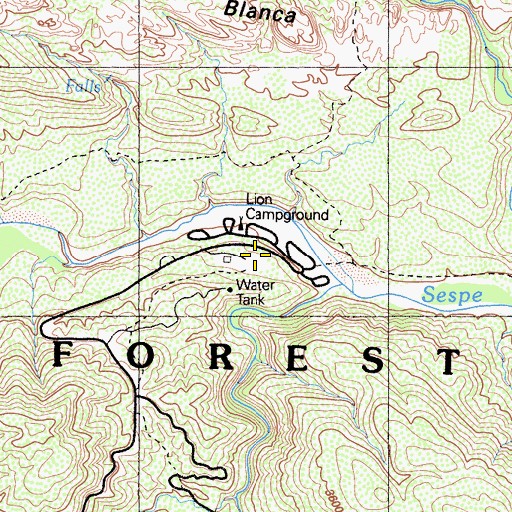 Topographic Map of Piedra Blanca Camp (historical), CA