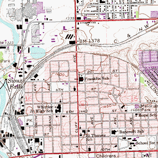 Topographic Map of Joe Foss Alternative School, SD