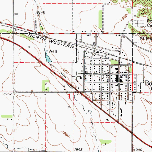 Topographic Map of South Central Middle School, SD