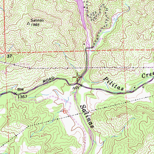 Topographic Map of Pilitas Creek, CA