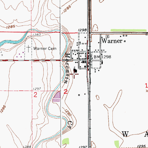 Topographic Map of Warner Elementary School, SD