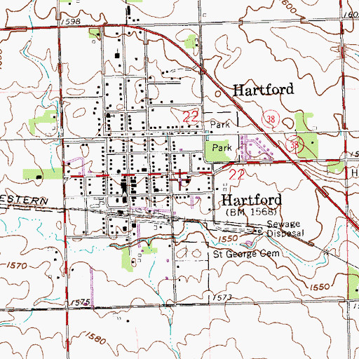 Topographic Map of Hartford Elementary School, SD