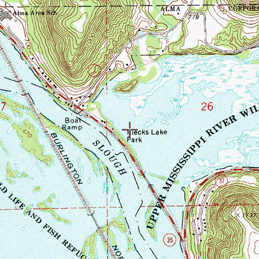 Topographic Map of Riecks Lake, WI