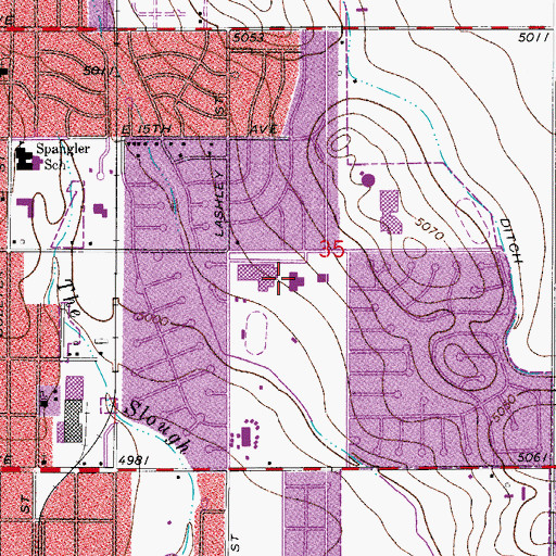 Topographic Map of Loma Linda Elementary School, CO