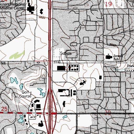 Topographic Map of Harvest Christian Center, CO