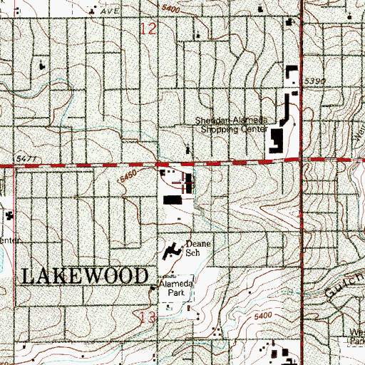 Topographic Map of The New America School - Lakewood, CO