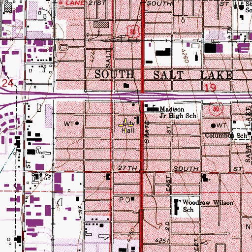 Topographic Map of Granite School District Police Department, UT