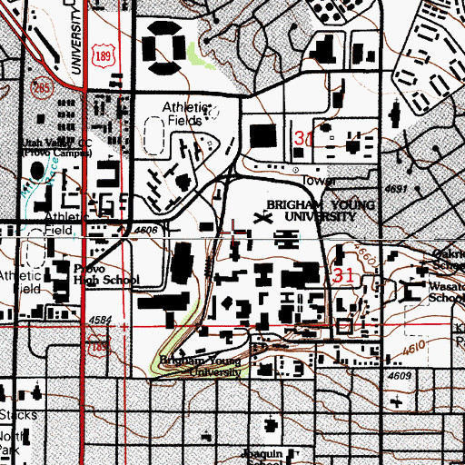 Topographic Map of Brigham Young University Police Department, UT