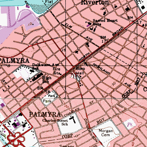 Topographic Map of Palmyra Borough Police Department, NJ