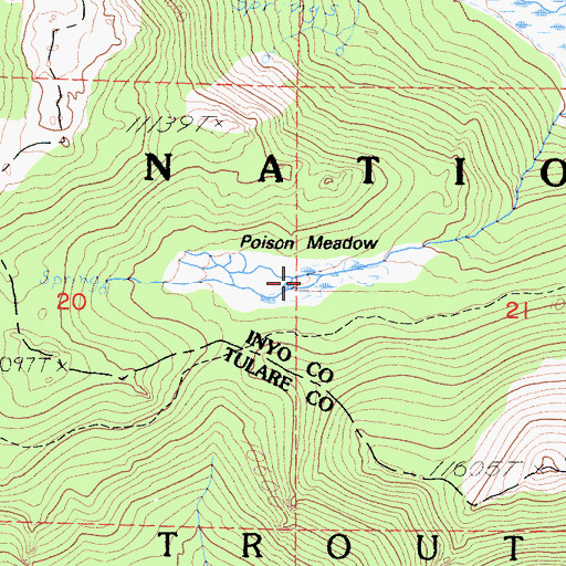 Topographic Map of Poison Meadow, CA