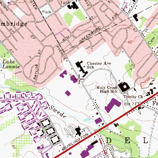 Topographic Map of Delran Twp Police Dept, NJ