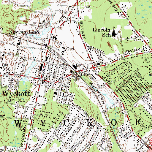Topographic Map of Wyckoff City Police Station, NJ