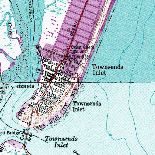 Topographic Map of Sea Isle City Beach Patrol, NJ