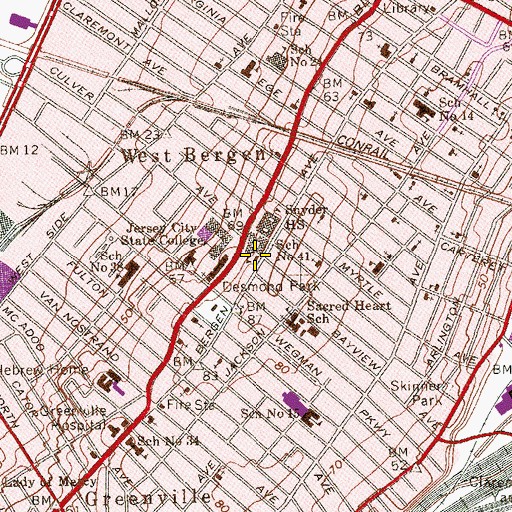 Topographic Map of Jersey City Police Department, NJ