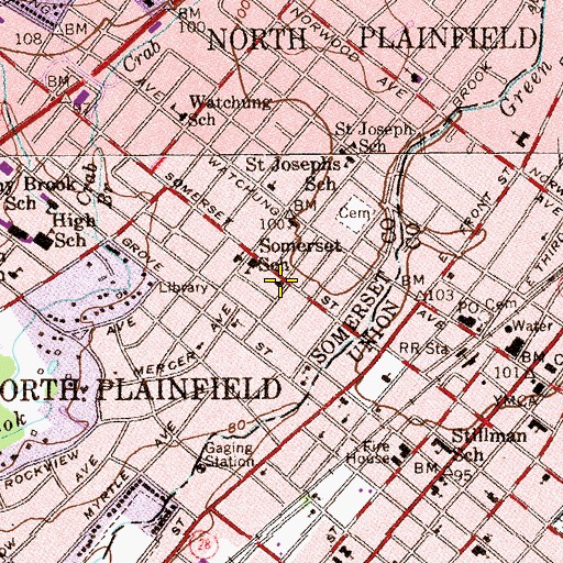 Topographic Map of North Plainfield Police Department, NJ