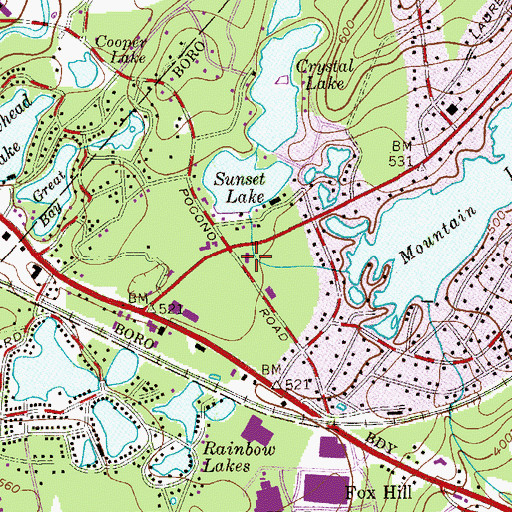 Topographic Map of Mountain Lakes Police Department, NJ