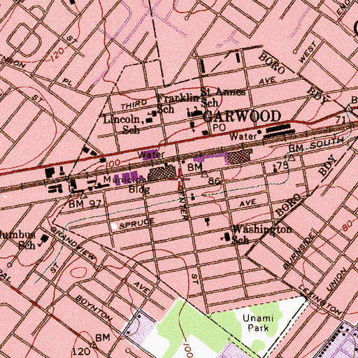 Topographic Map of Garwood Borough Police Department, NJ