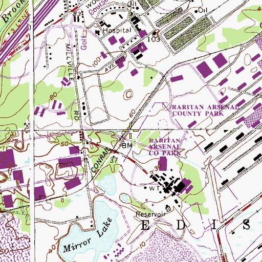 Topographic Map of Middlesex County Police Academy, NJ