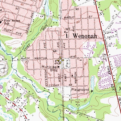 Topographic Map of Wenonah Police Department, NJ