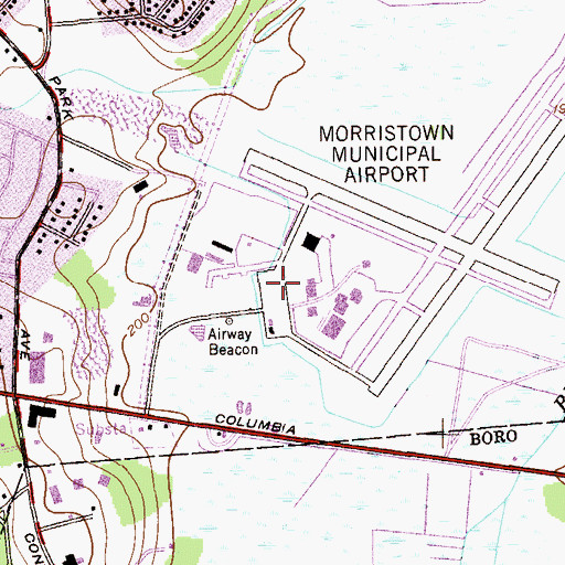 Topographic Map of United States Customs and Border Protection Morristown Airport, NJ