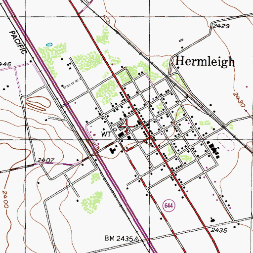 Topographic Map of Hermleigh Post Office, TX