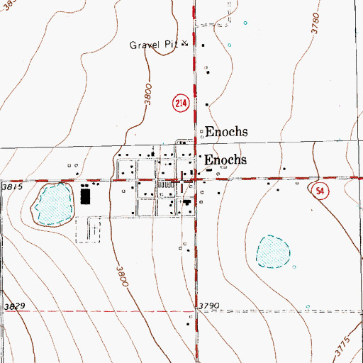 Topographic Map of Enochs Post Office, TX