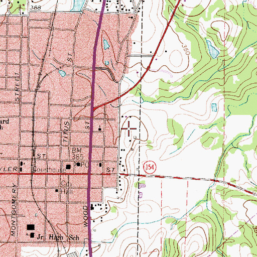Topographic Map of Gilmer Post Office, TX