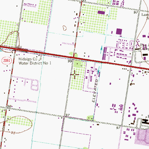 Topographic Map of Edinburg Post Office, TX